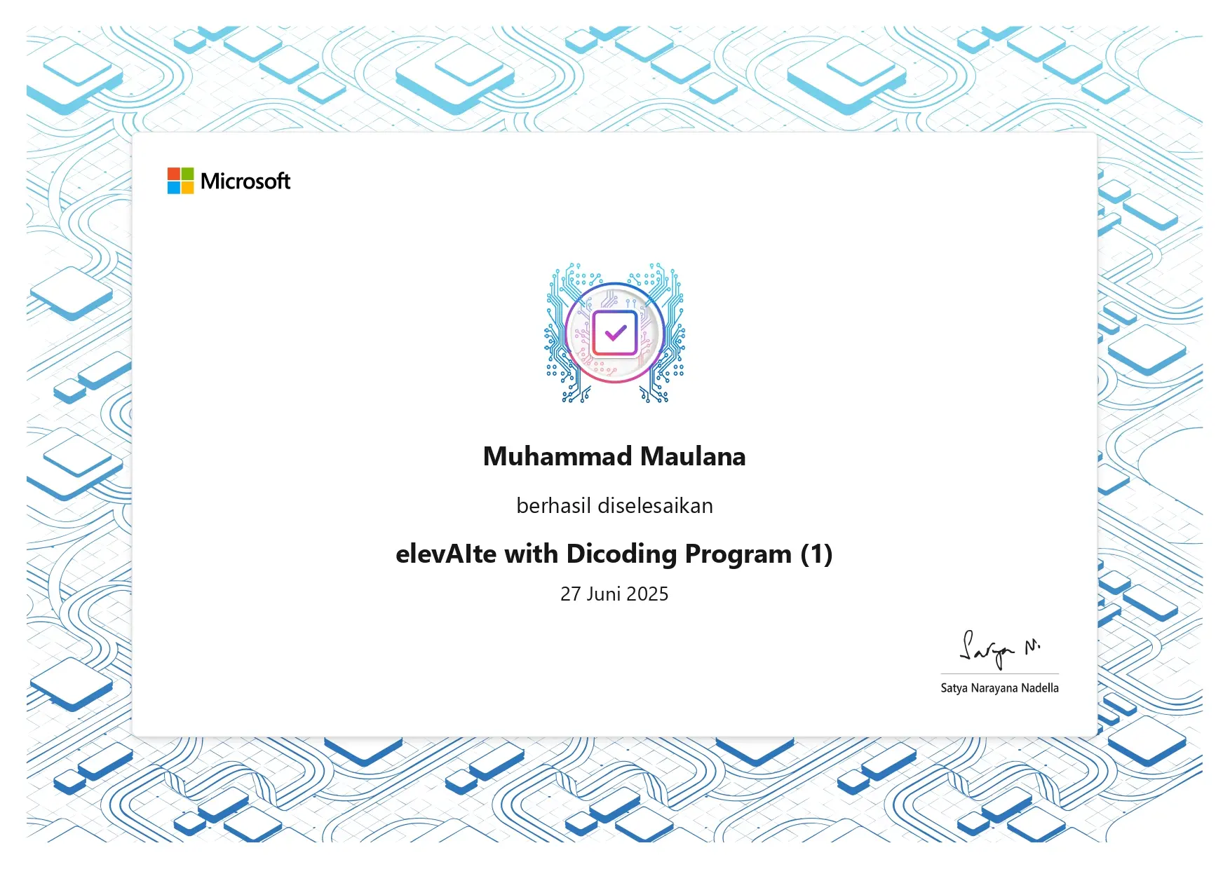 Sertifikat elevAlte with Dicoding Program (1) - Microsoft