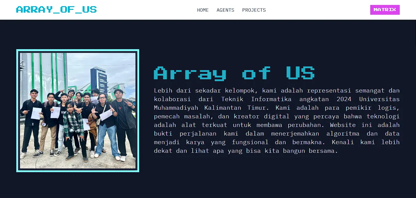 Landing Page Portofolio Tim - Array of US